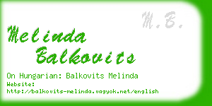 melinda balkovits business card